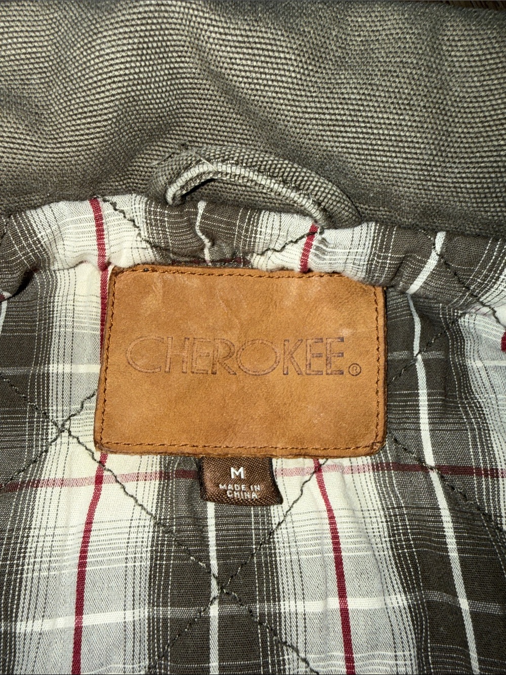 Vintage Rustic Cherokee Men's Olive Canvas Field Jacket with Plaid Lining - Picture 5 of 10